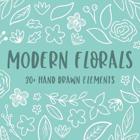 modern florals hand drawn elements