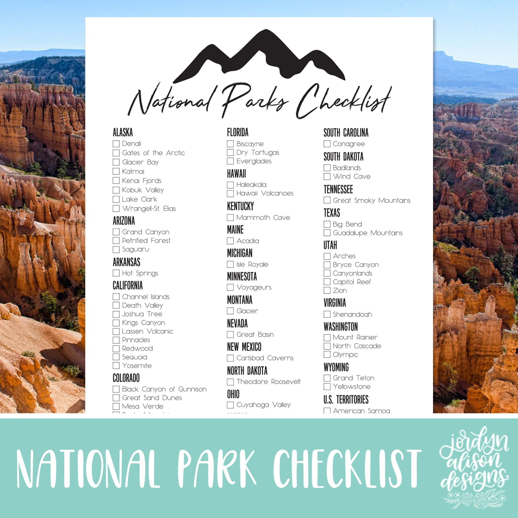 national park checklist