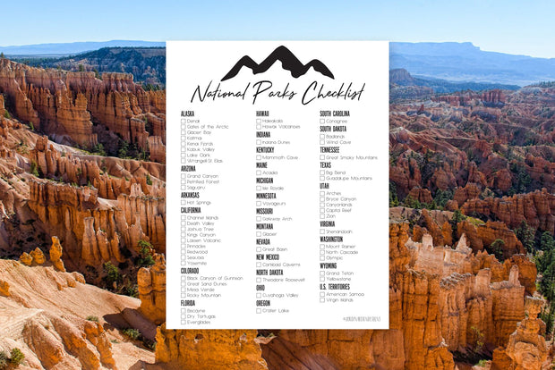 national park checklist