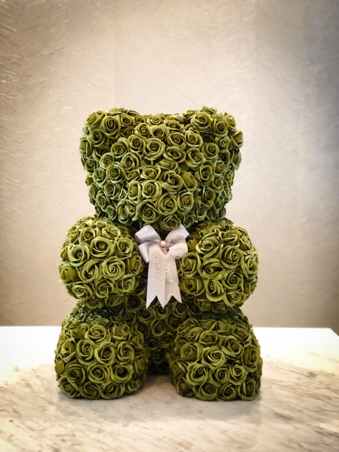 green rose teddy bear