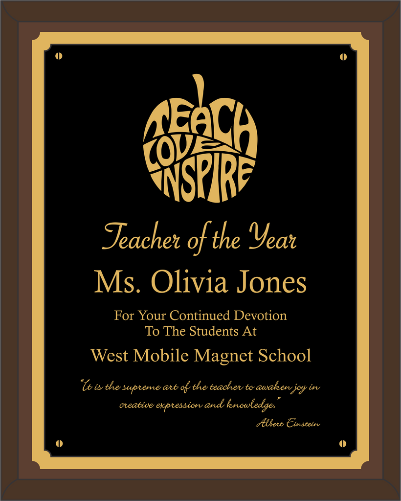 Teacher Of The Year Plaque Standard Trophy Shop Mobile