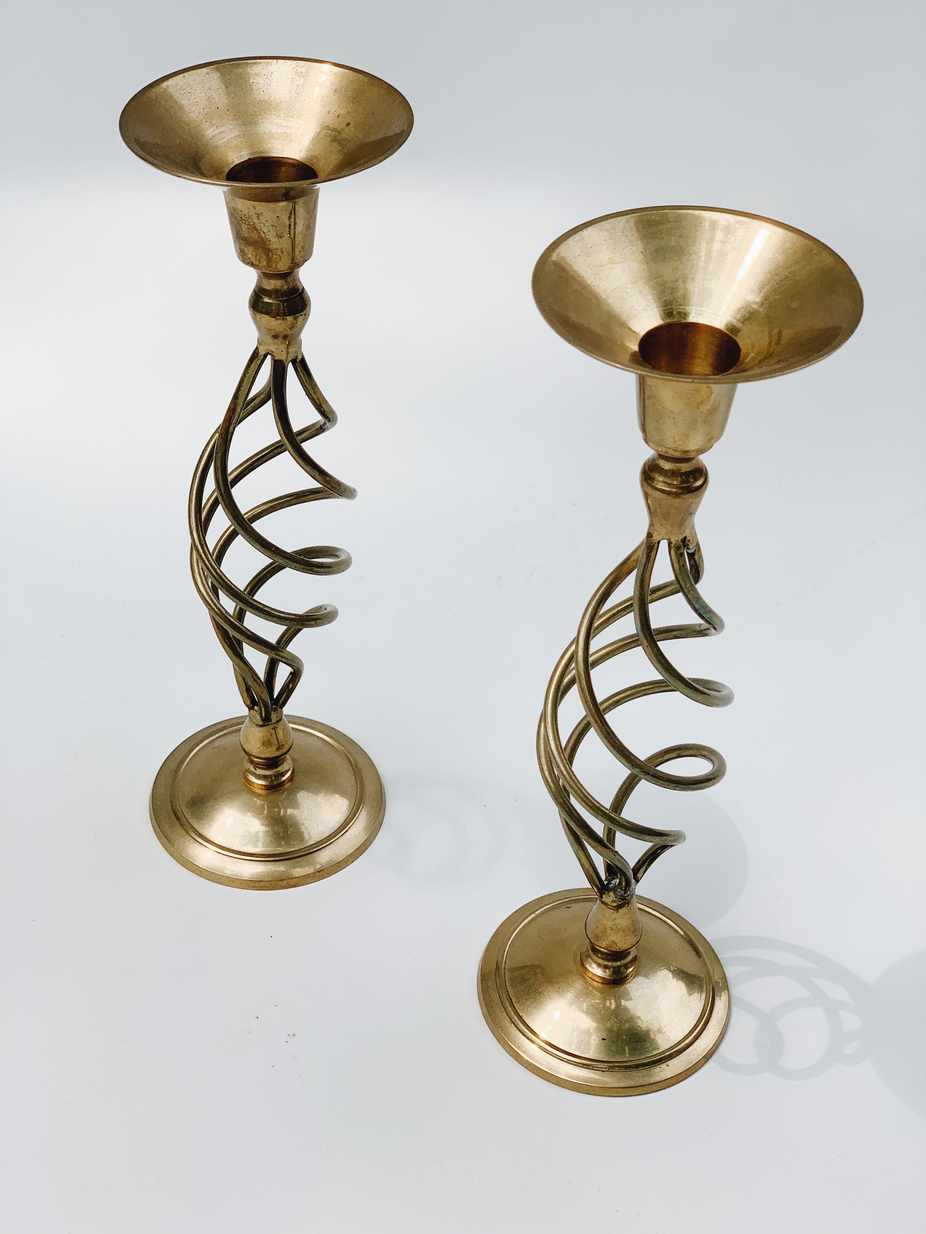 Brass Twisted Candleholder Set