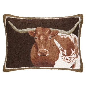 Longhorn Hook Pillow - Montana Rustic Accents