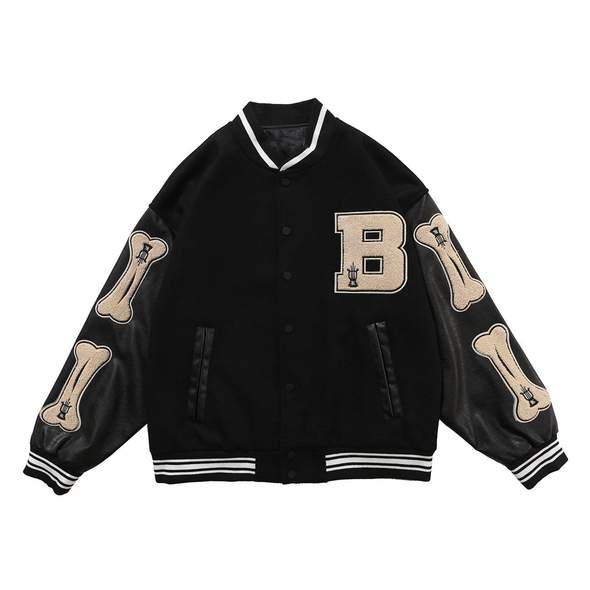 Varsity Jacket with Custom Bone Patching | Clout Collection – CLOUT ...