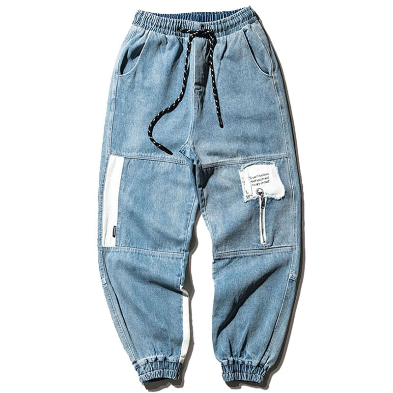 distressed denim joggers mens