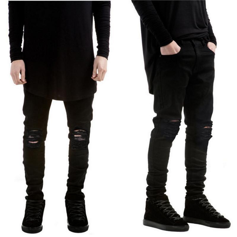 black skinny fit ripped jeans mens