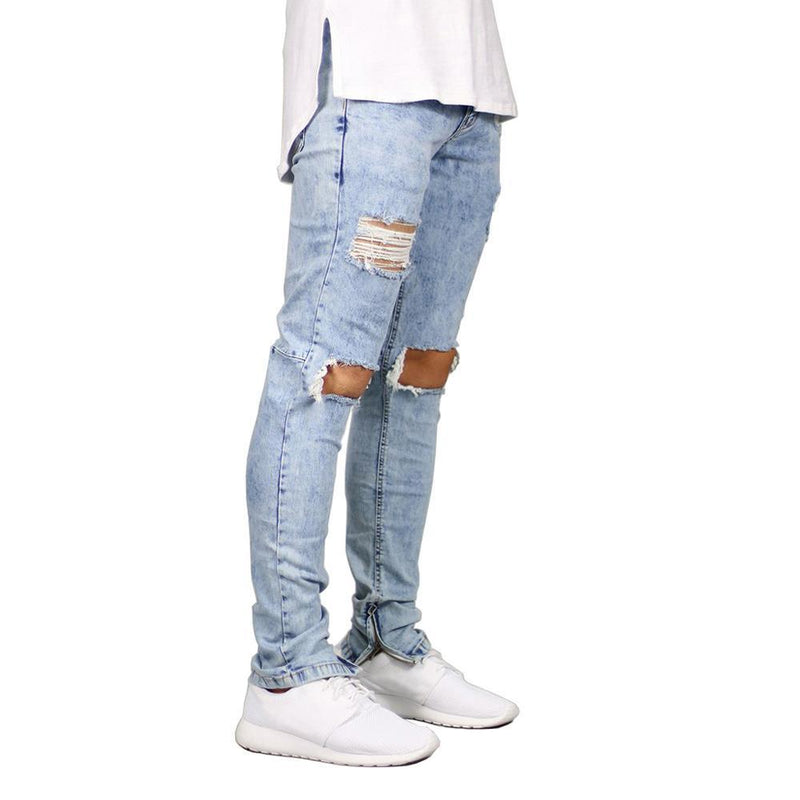 Men's Ripped Skinny Jeans with Ankle 