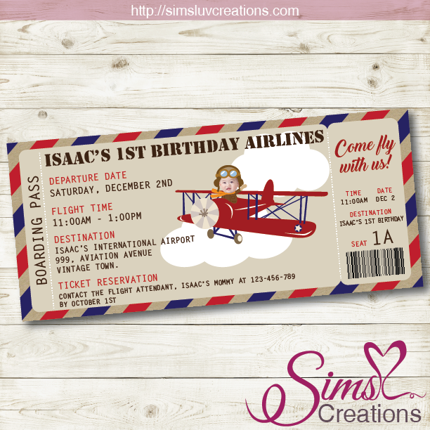 VINTAGE AIRPLANE THEME PRINTABLE INVITATION AVIATOR 