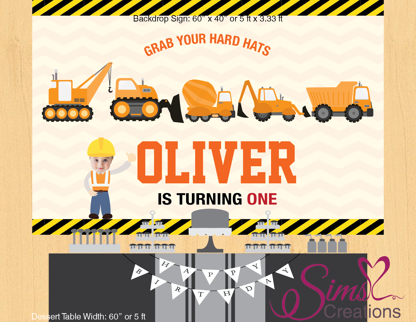 CONSTRUCTION THEME PRINTABLE BACKDROP BANNER | CUSTOM PHOTO – Sims Luv ...