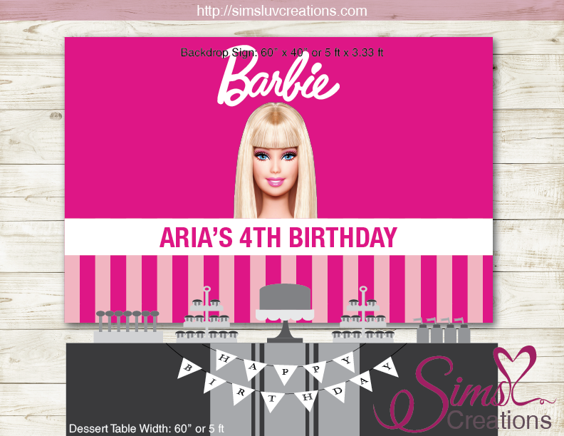 BARBIE THEME PRINTABLE BACKDROP BANNER BIRTHDAY POSTER PRINTABLE