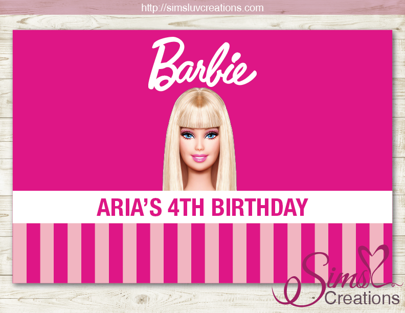 BARBIE THEME PRINTABLE BACKDROP BANNER BIRTHDAY POSTER PRINTABLE