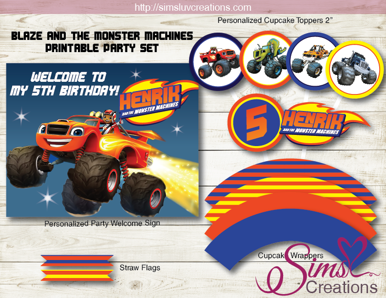 BLAZE AND THE MONSTER MACHINES PARTY KIT | MONSTER TRUCK BIRTHDAY DECO ...