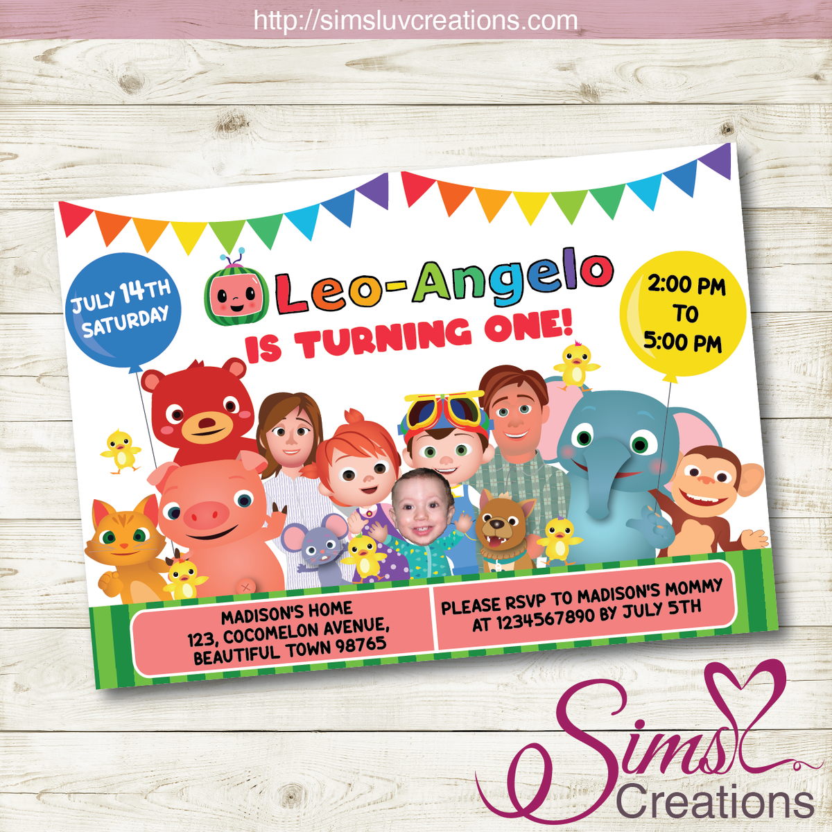 COCOMELON BIRTHDAY PRINTABLE INVITATION | PARTY INVITE – Sims Luv Creations