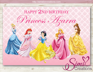 DISNEY PRINCESS PRINTABLE PARTY BACKDROP BANNER | ROYAL BIRTHDAY POSTE –  Sims Luv Creations