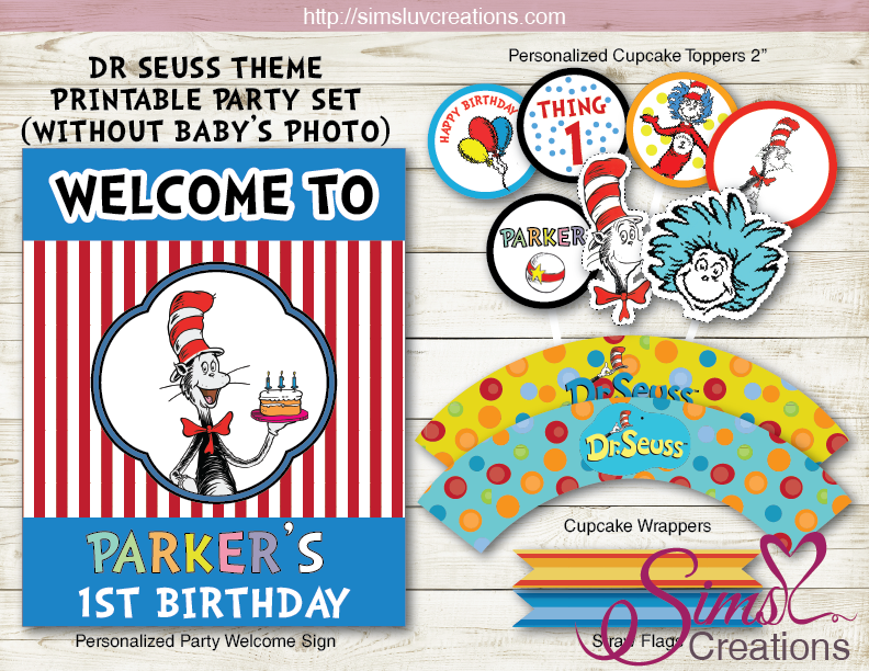 DR SEUSS PARTY PRINTABLES KIT | BIRTHDAY DECORATION KIT – Sims Luv ...