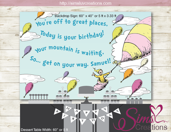DR SEUSS PRINTABLE BIRTHDAY BANNER | OH THE PLACES YOU'LL GO PARTY BAC ...