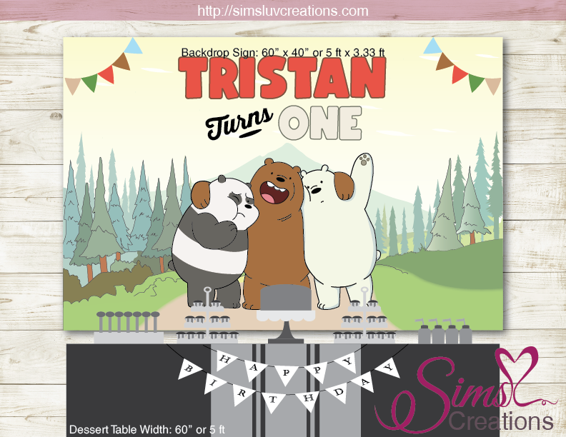 WE BARE BEARS PRINTABLE BACKDROP BANNER | BEAR BIRTHDAY BACKDROP – Sims