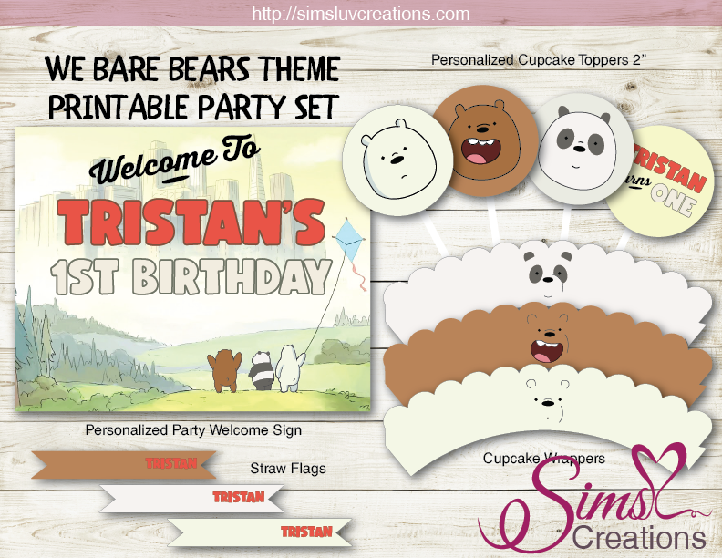 WE BARE BEARS PARTY DECORATION KIT | PARTY PRINTABLES – Sims Luv Creations