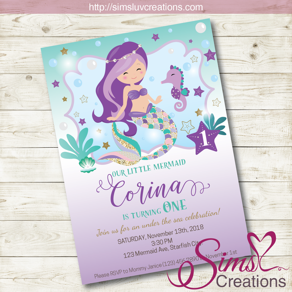 little-mermaid-birthday-invitation-party-invitation-custom-photo