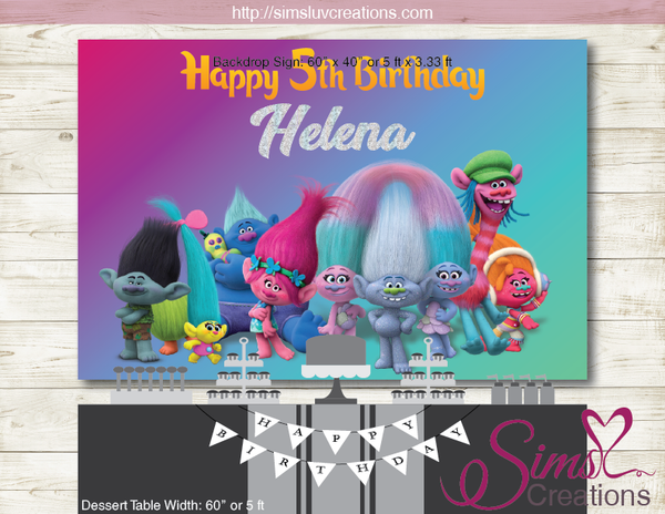 TROLLS PRINTABLE BACKDROP BANNER | BIRTHDAY BACKDROP – Sims Luv Creations