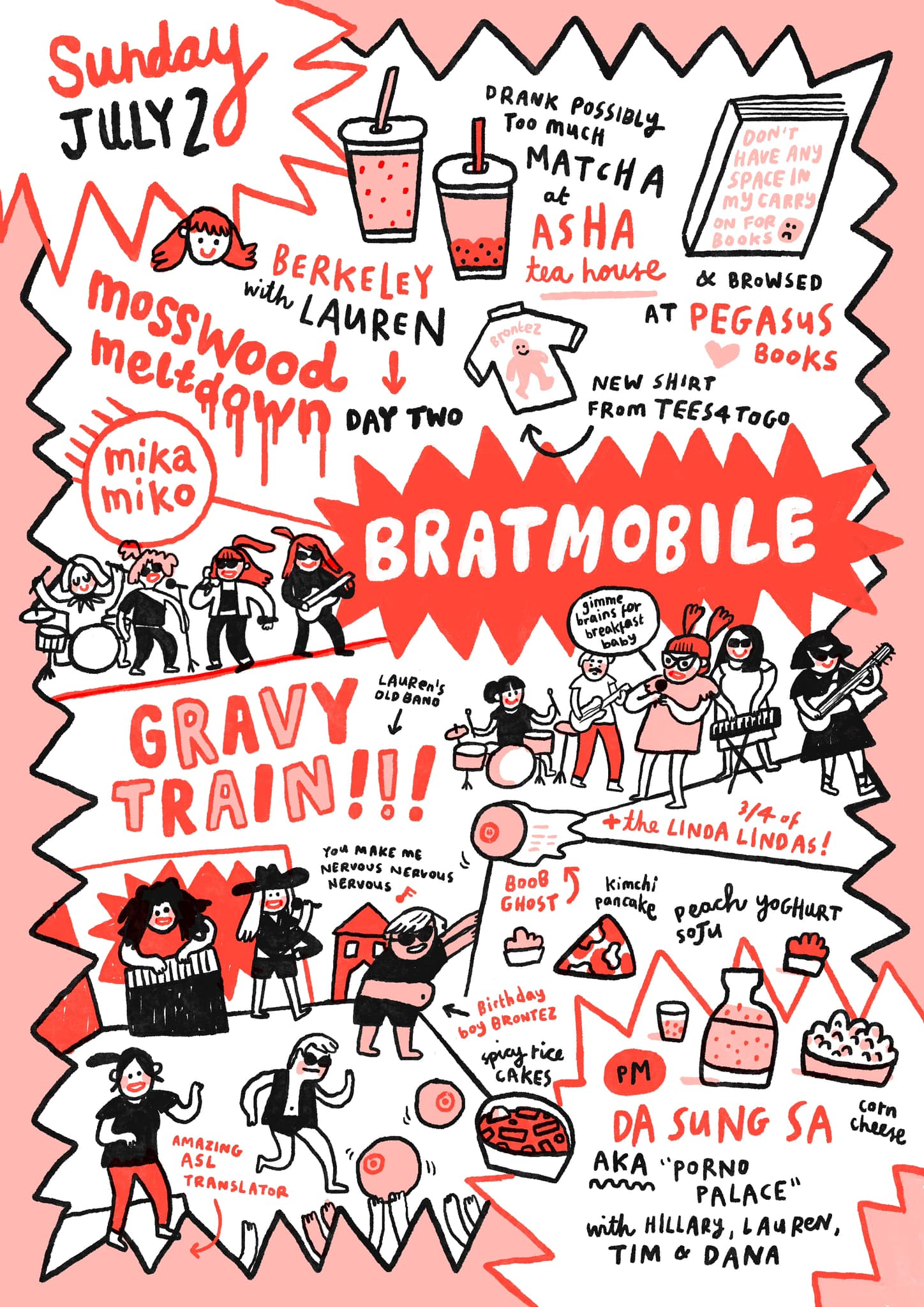 Mosswood Meltdown Day 2 by Gemma Correll featuring Bratmobile and Gravy Train!!!