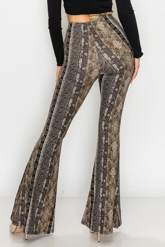 BANDANA PAISLEY PRINTED FLARED LONG PANTS