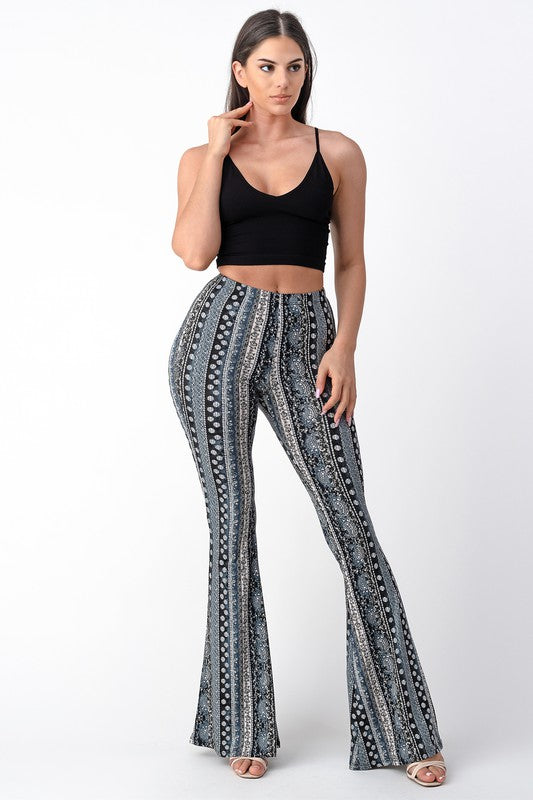 BANDANA PAISLEY PRINTED FLARED LONG PANTS