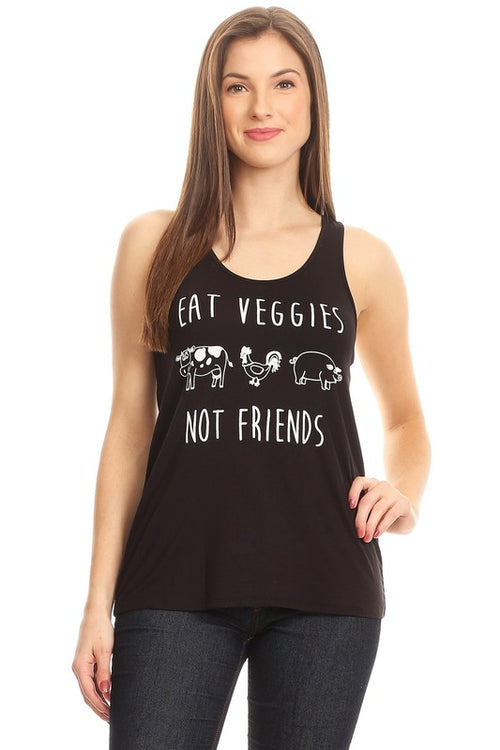 Eat Veggies Not Friends Raw Moda Tank Top
