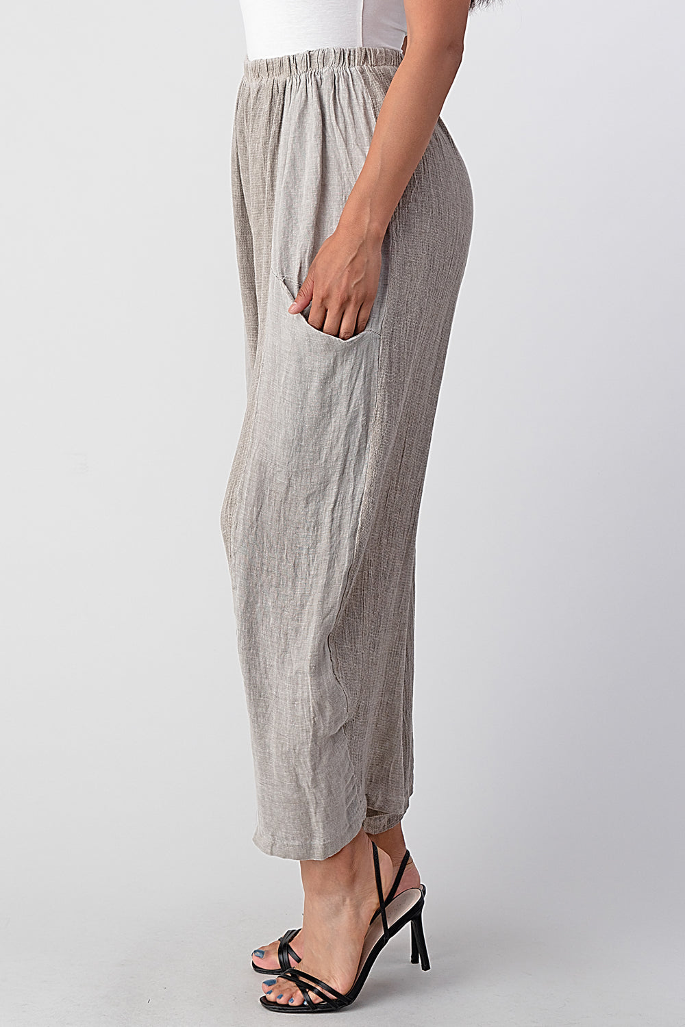 Straight Cotton Linen Pants With Pockets - Rawmoda