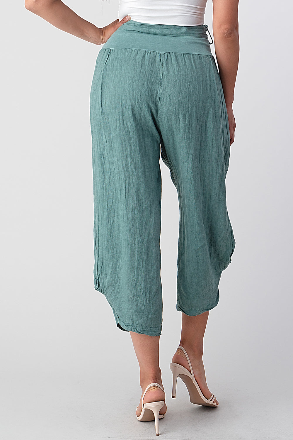 Raw Moda Puro Short Linen Pants With Belt - Rawmoda