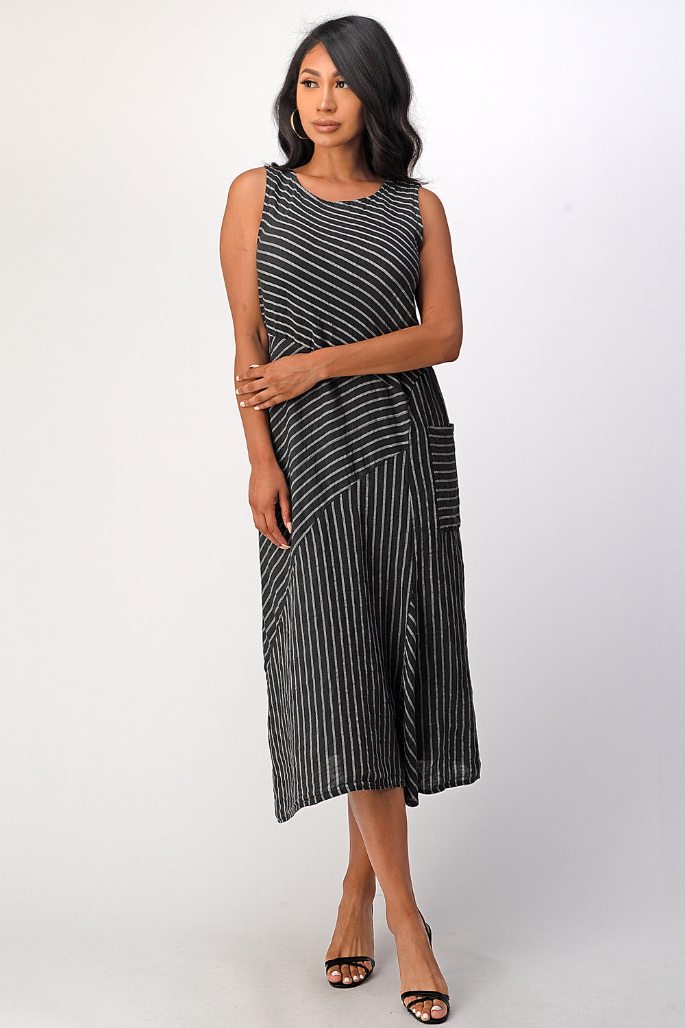 Long Italian Linen Tie Bottom Dress - Rawmoda