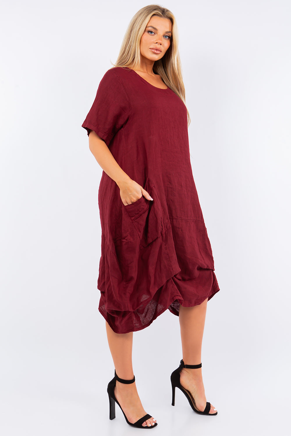 Raw Moda Italian Linen Marsala Dress Two Pieces - Rawmoda