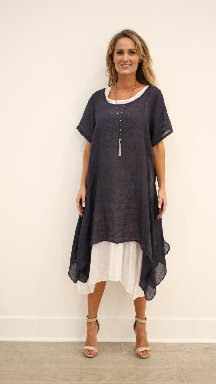 Raw Moda Italian Linen Marsala Dress Two Pieces - Rawmoda