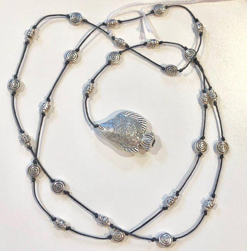 Silver Fish Long Necklace