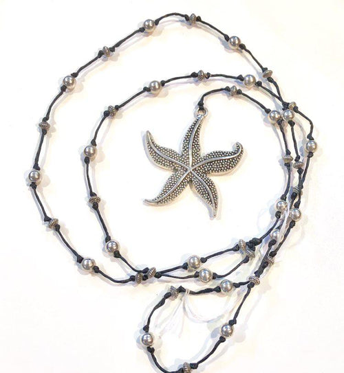 Silver Star Fish Long Necklace