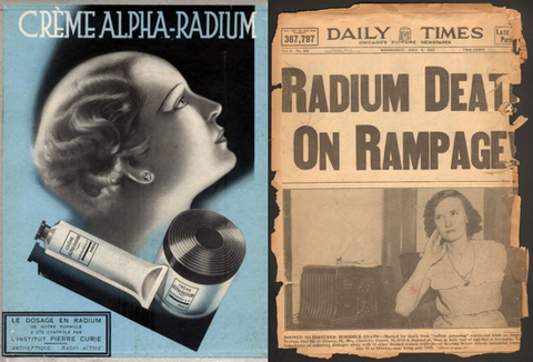 Radium in products and article on the slow death