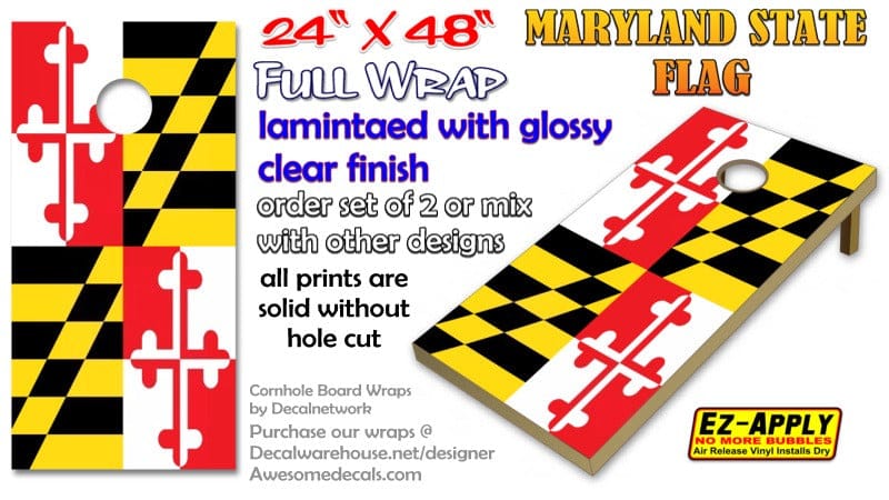 Maryland state flag cornhole board wrap