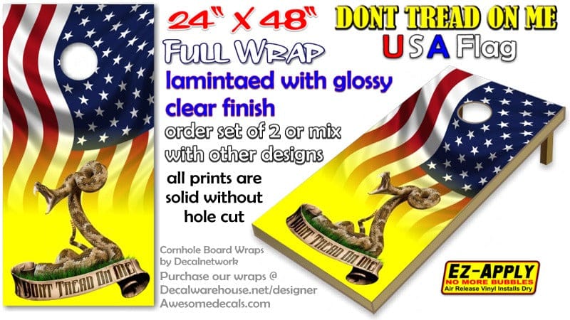 DONT TREAD ON ME American flag usa cornhole board wrap