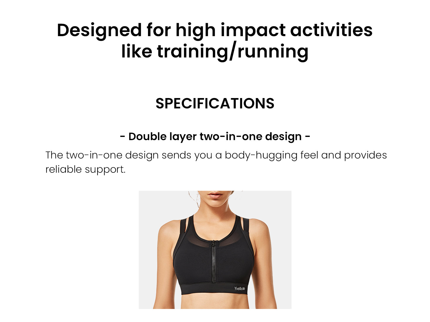 Yvette High Impact Zip Front Closure Sports Bras, Support for Large Bust  Women, Supportive Comfortable : : Clothing, Shoes & Accessories