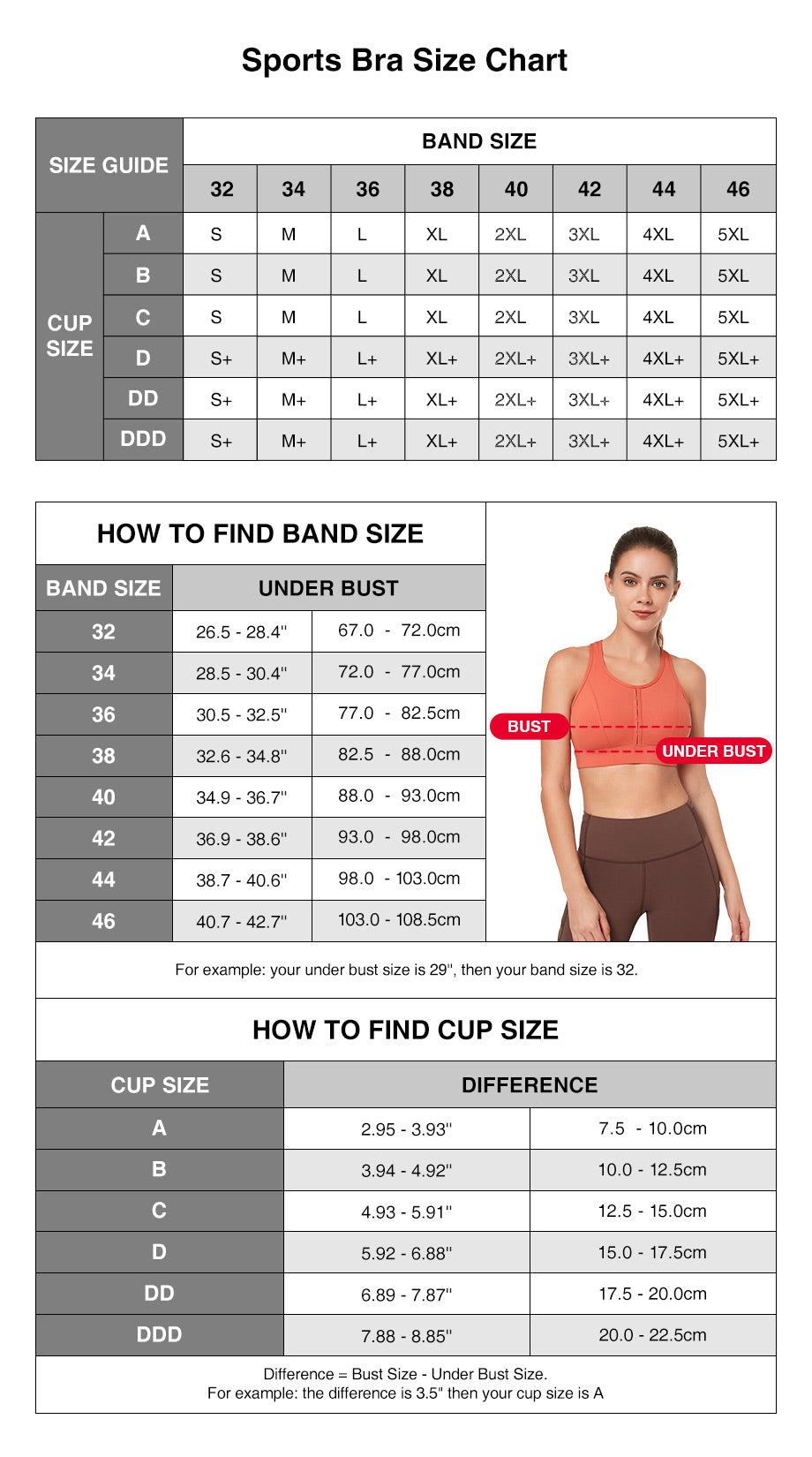 New Bust Size Chart – Senita Athletics