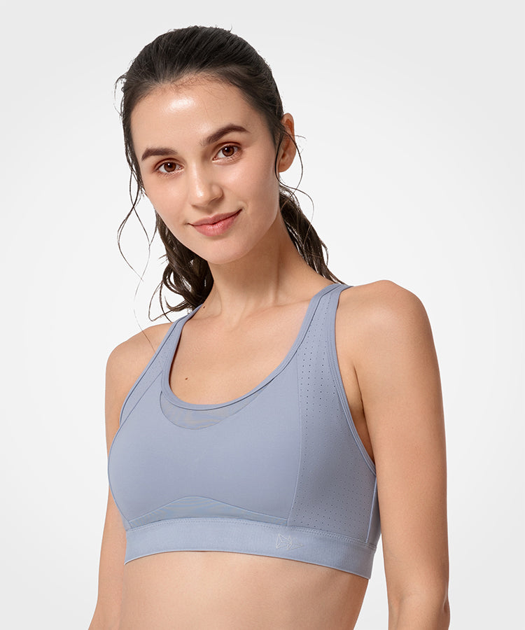 Power Mesh Adjustable Straps Padded Running Bra | Women's High Support –  Yvette