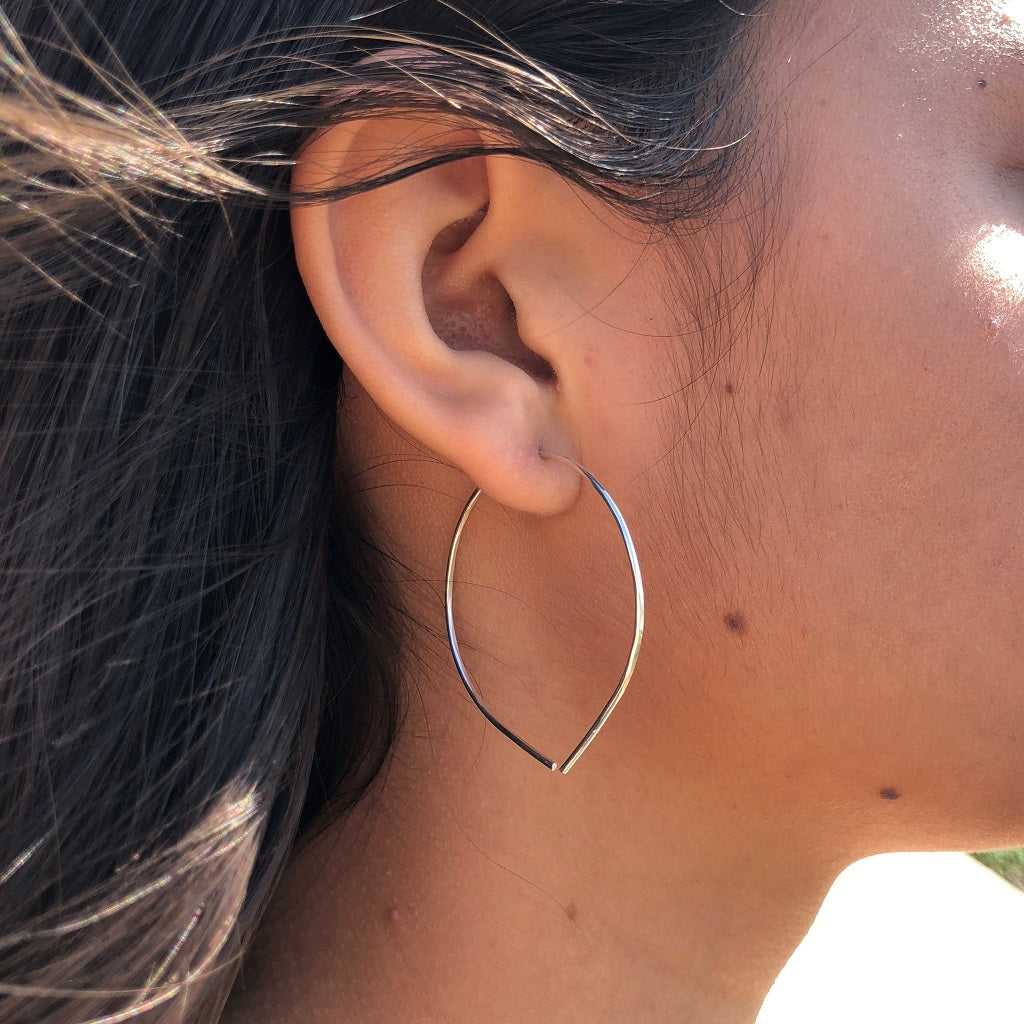 Large Silver Hoop Arc Threader Open Hoop Earrings, Fish Hoops –  kdavisstudios