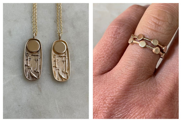 Side-by-side 14K gold and bronze jewelry comparison