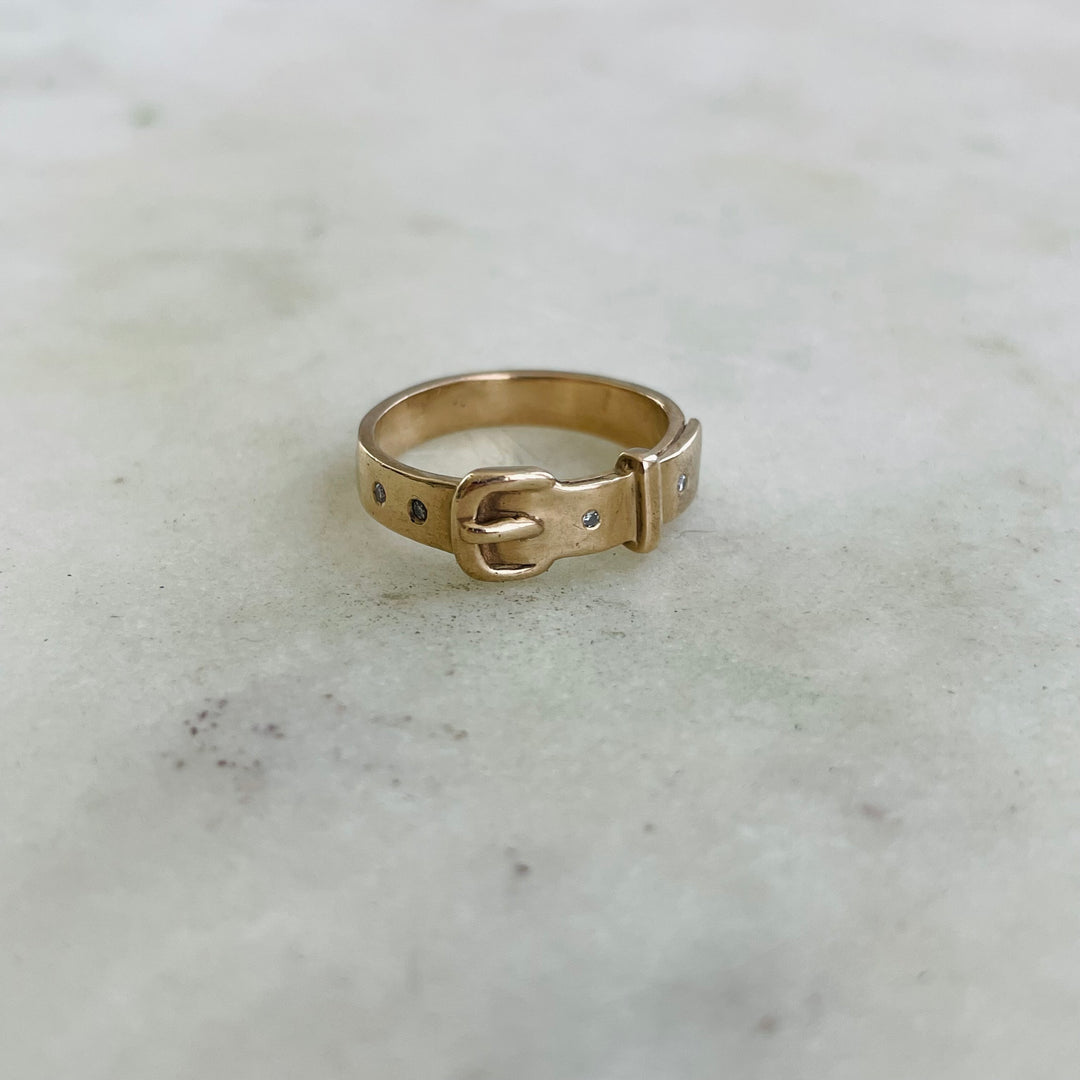 14K Gold Belt Ring + Diamonds 14K Yellow Gold / 12