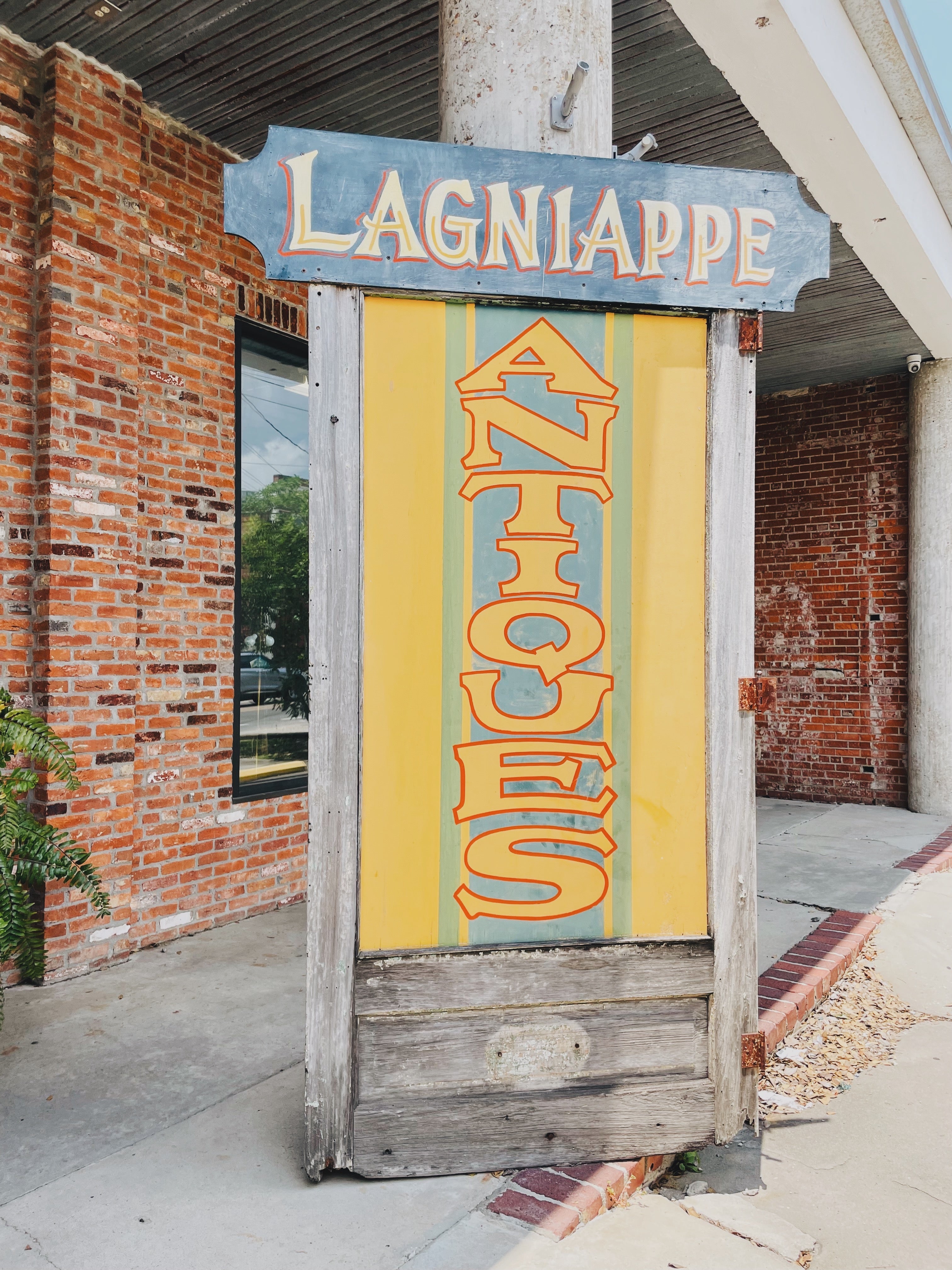 The Sign Outside of the Lagniappe Antique Mall in Breaux Bridge, Louisiana