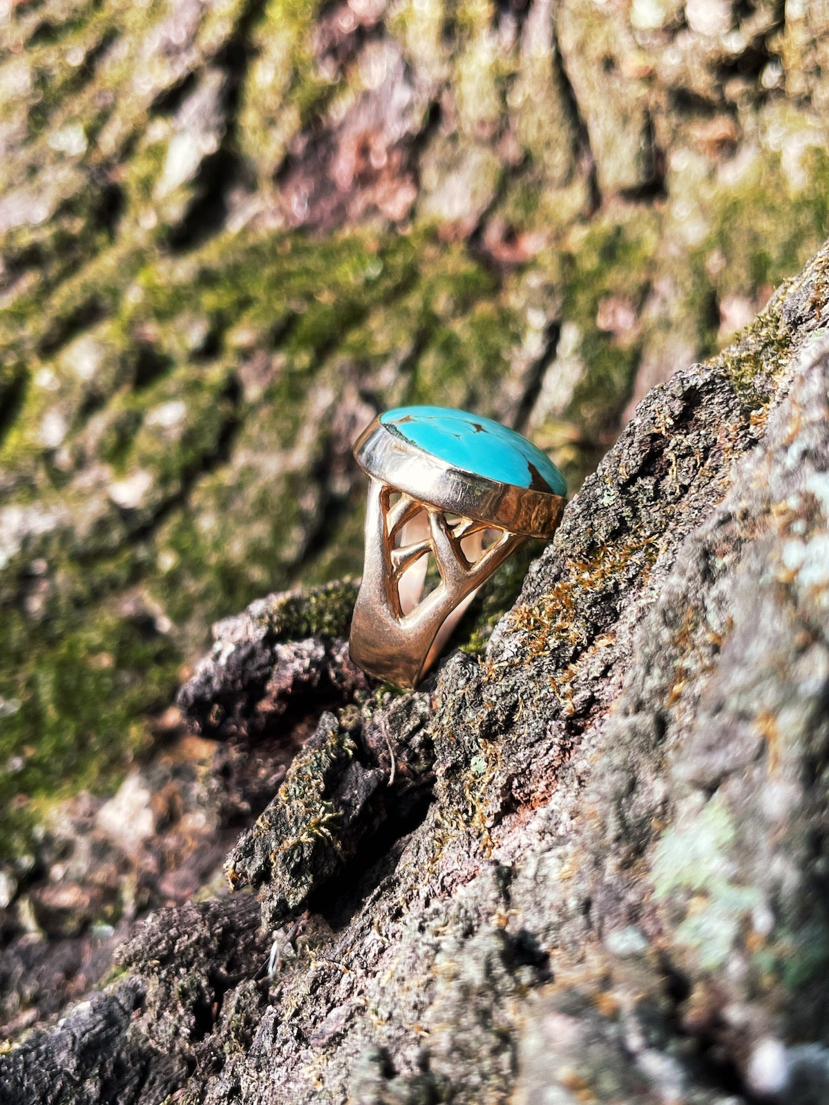 MIMOSA Handcrafted Mother Tree Ring Set With A Turquoise Stone