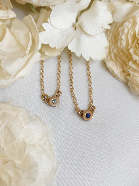 MIMOSA Handcrafted's Dainty Grace Necklaces with Blue Topaz and Sapphire Stones