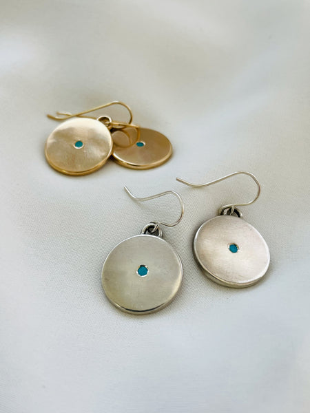 MIMOSA Handcrafted Minimal Circle Design Earrings with Turquoise Stones