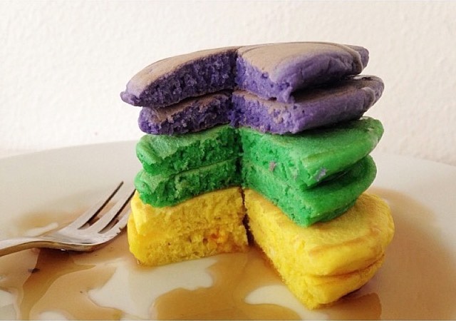 Mardi Gras Purple Green and Gold Pancakes