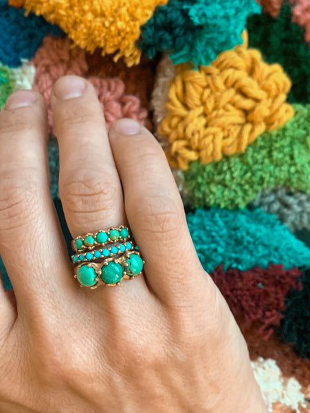 The MIMOSA Handcrafted Margaret, Laura, and Rosie Turquoise Rings